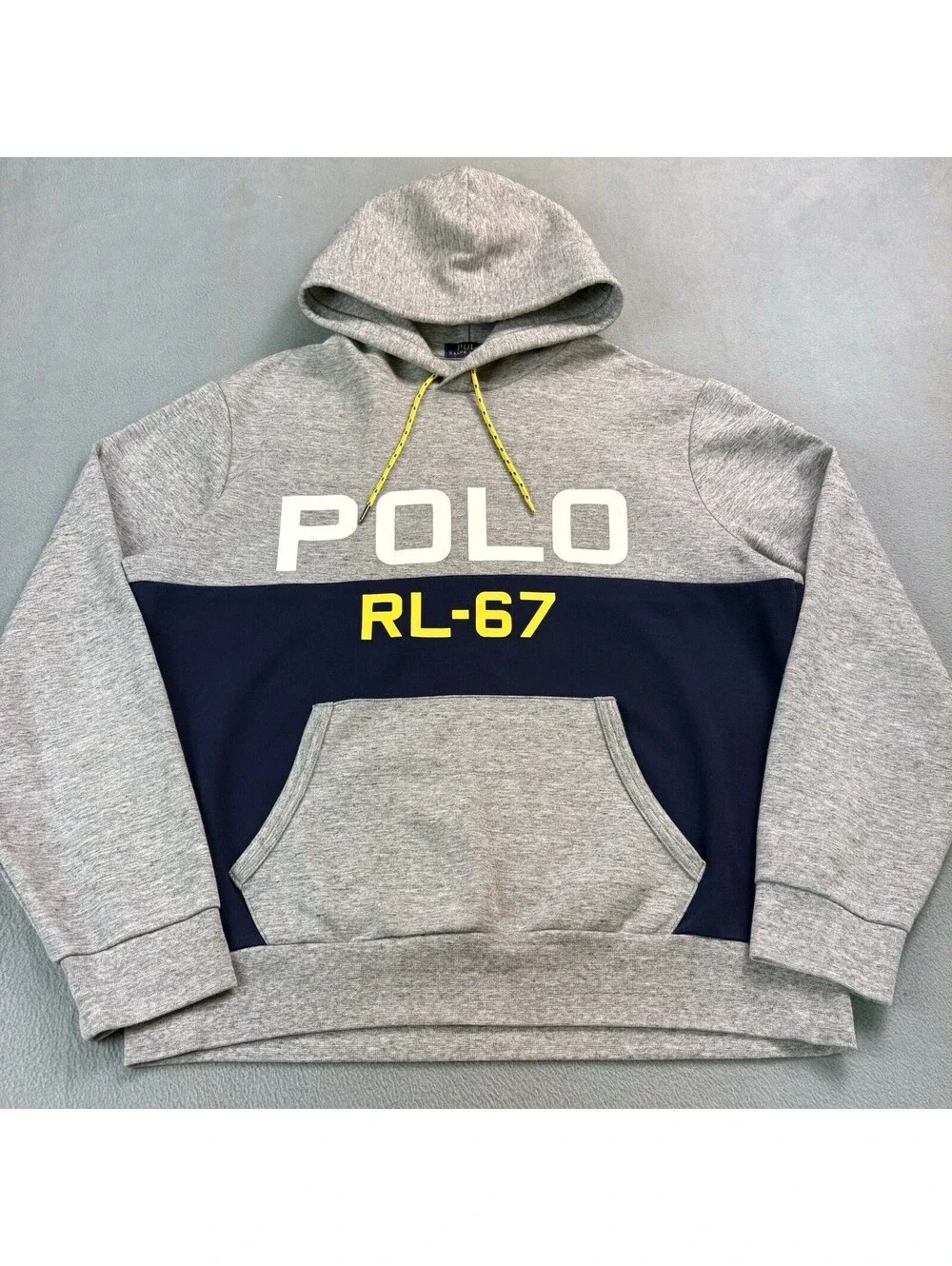 Polo Ralph Lauren RL 67 Pullover Hoodie Size Large Gray